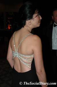 rhinestone accented back of gown